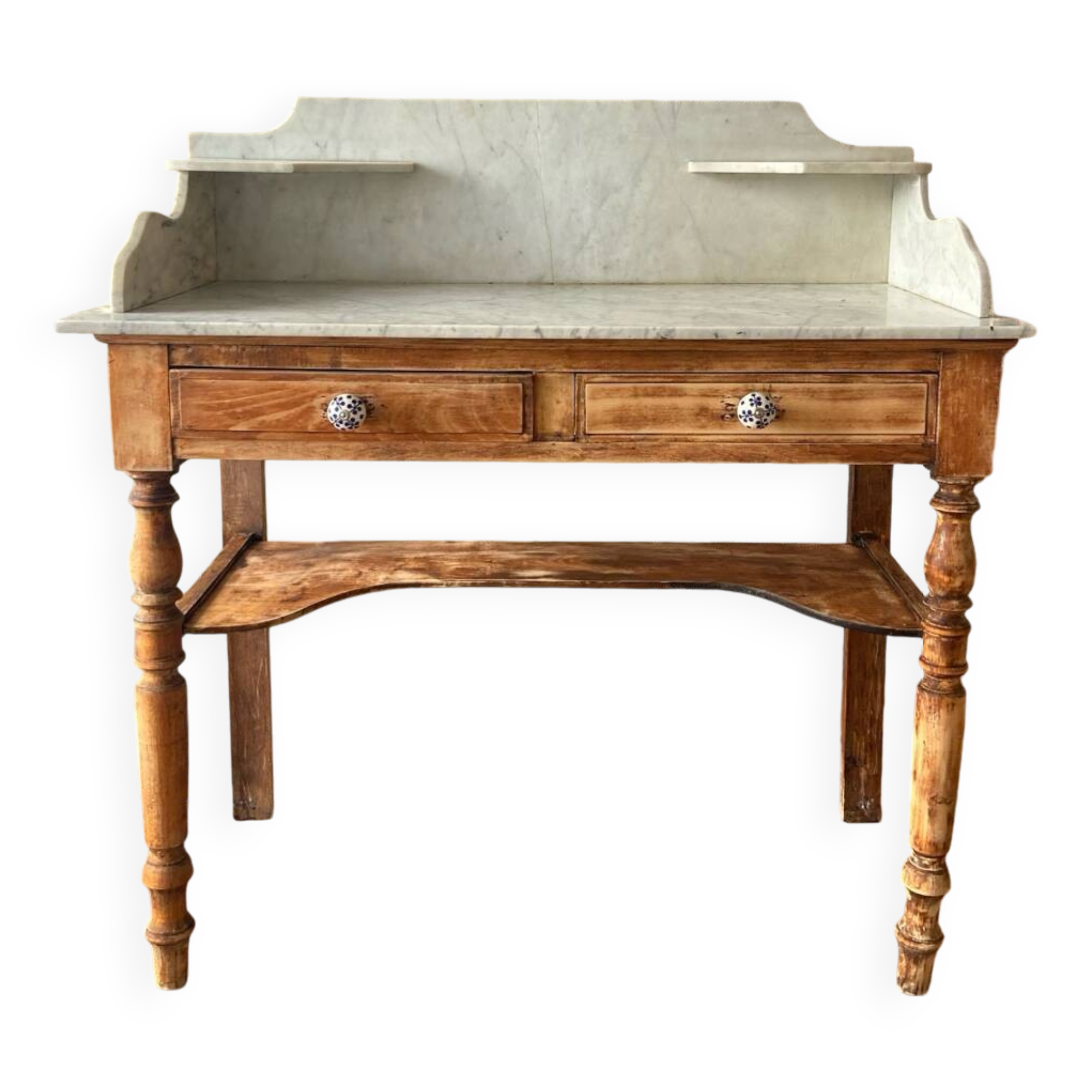 Antique solid wood dressing table with marble top
