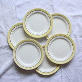 Set of 6 flat plates Salins yellow old earthenware