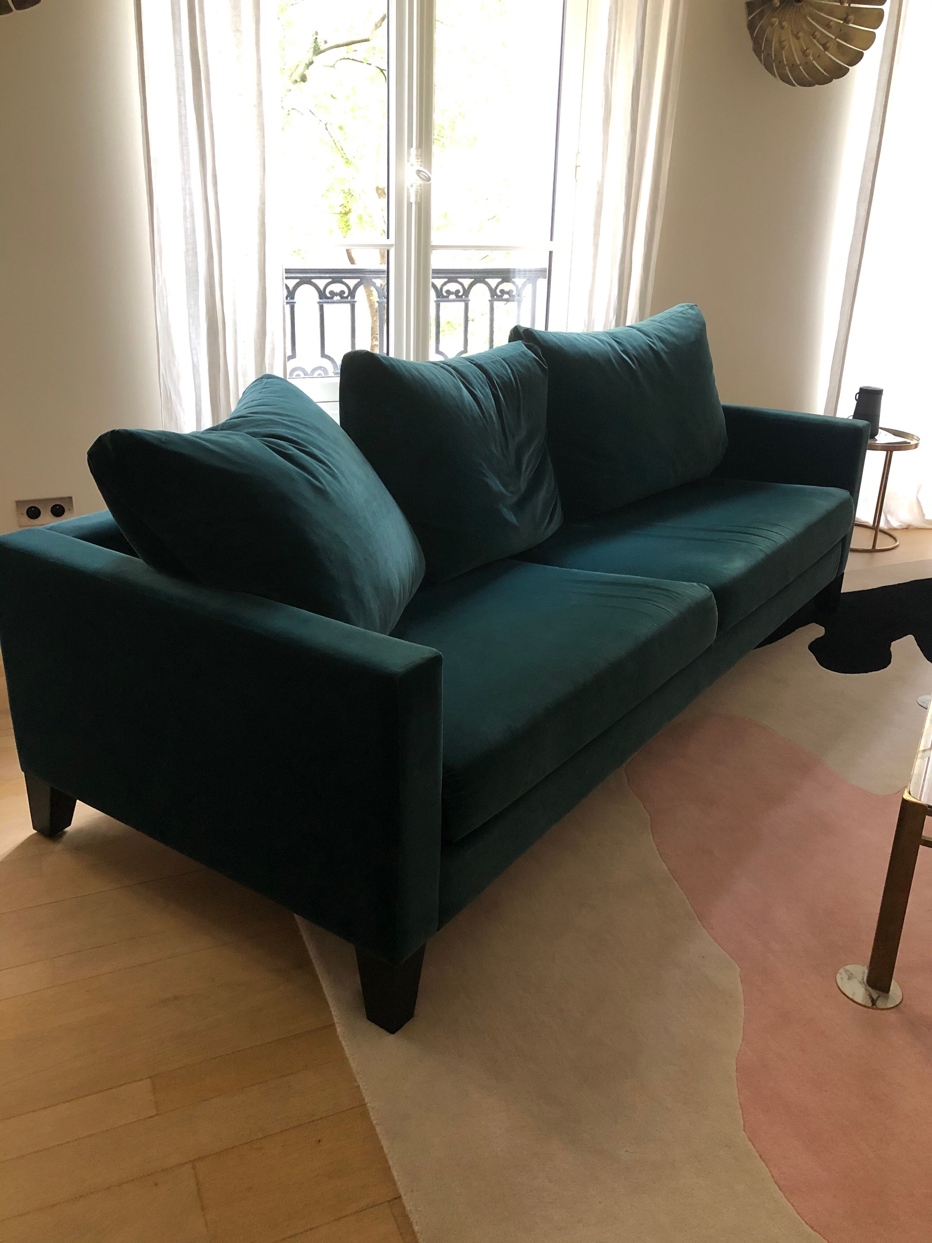 Gilles Nouailhac emerald green velvet sofa