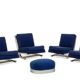 Pair of armchairs and pouf in chrome steel. 1970s, Valérian Rybar.