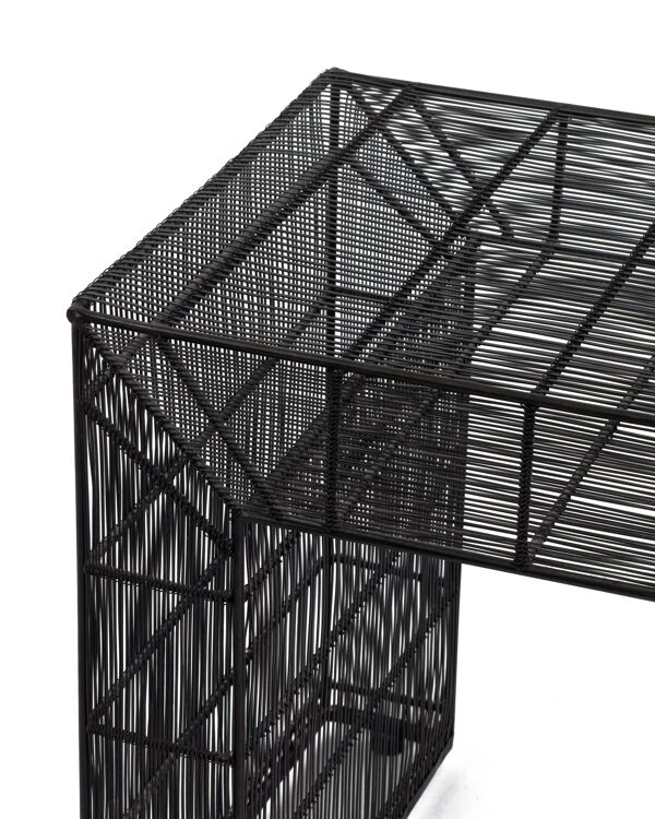 Ensemble de table d'exposition et d'étagères en fil métallique sculptural vintage