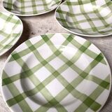 Moulins des loups soup plates, green grid