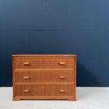 Commode en rotin vintage 3 tiroirs