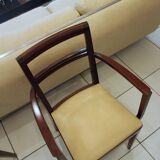 Paire de fauteuils bridge 1930 assise en cuir beige