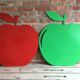 2 green and red apple magnetic panels