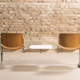 Waiting room bench, with 2 seats and a shelf, signed Castelli