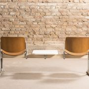 Waiting room bench, with 2 seats and a shelf, signed Castelli