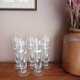 Set of 5 floral champagne glasses