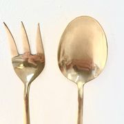 Couvert de service vintage, bambou doré, Hollywood Regency - circa 197