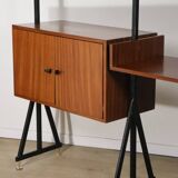 Vintage modular bookcase in wood and metal, Italy, 1960