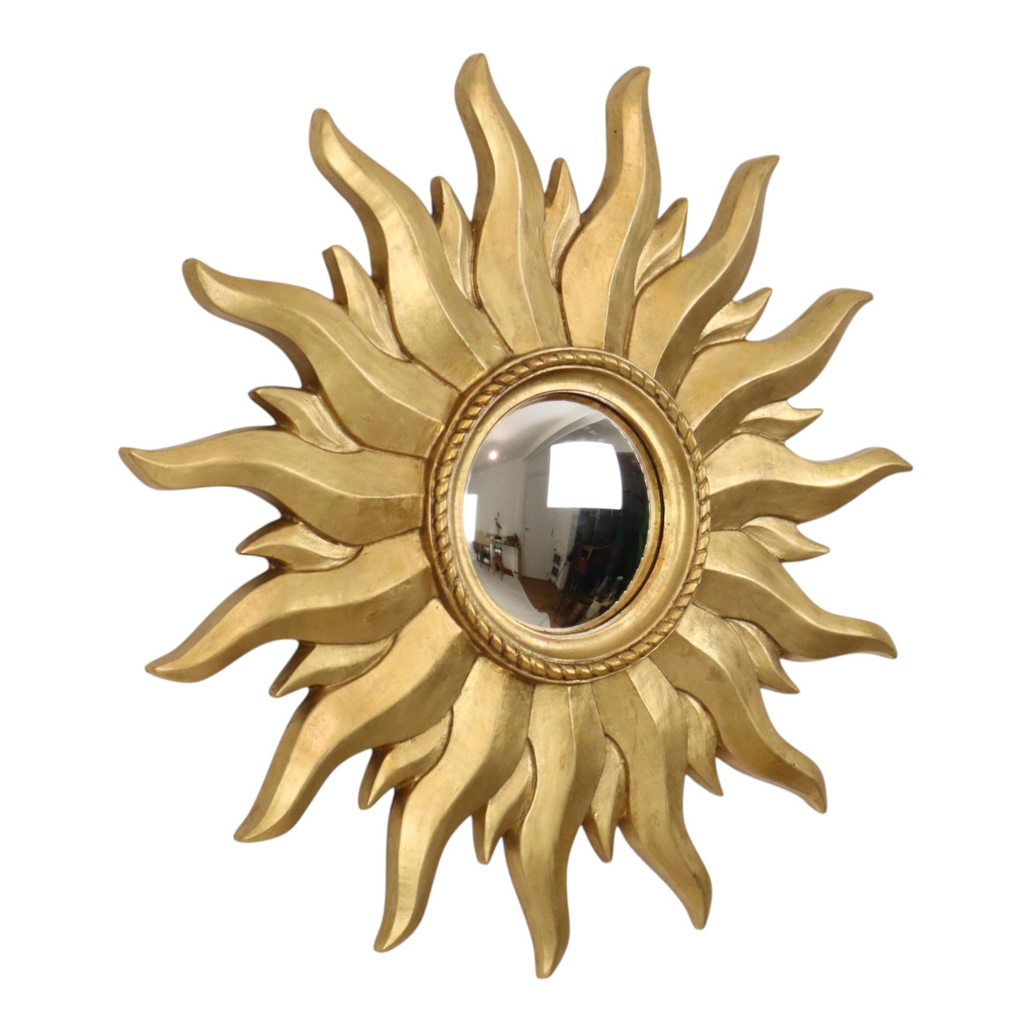 Vintage Gold Sunburst Convex Mirror 54cm