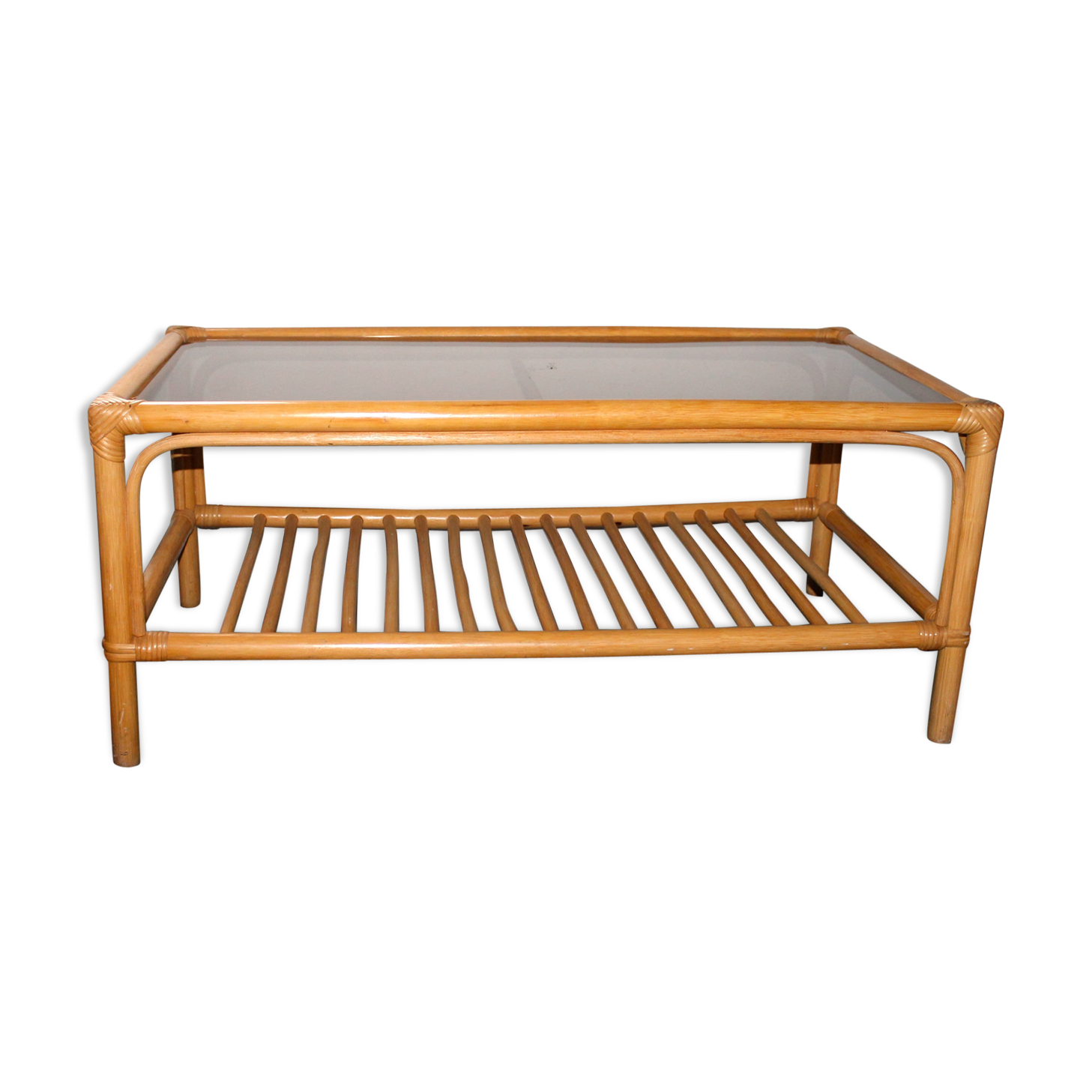 Table low vintage 70' rattan