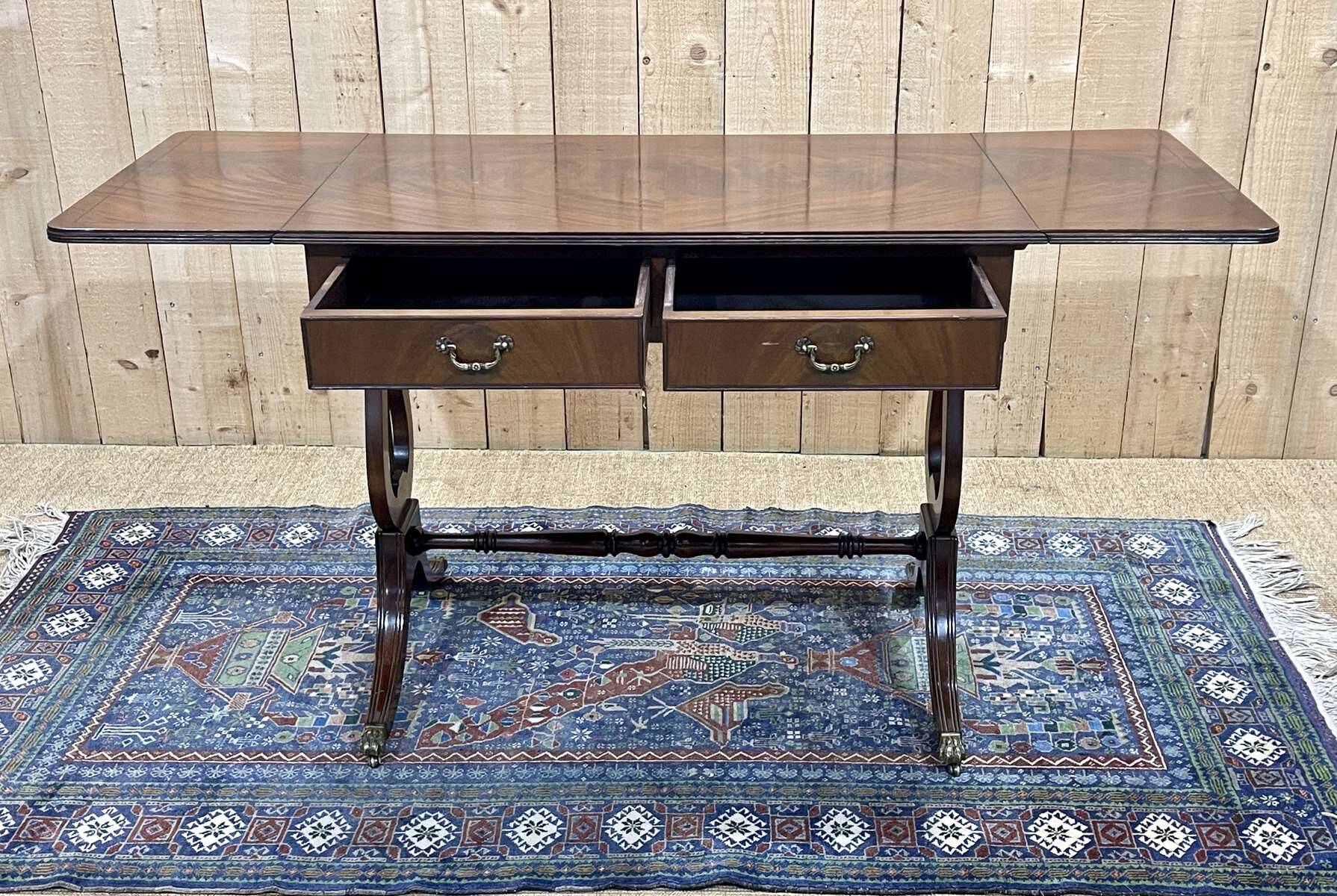 English mahogany drop-leaf desk from the 1950s