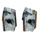 Pair of chrome wall lights, space age, 1970s.