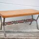 Table basse bois avec structure fer forgé, table d'appoint, bout de canapé, table vintage