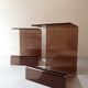 Set de 2 tables de chevets en plexiglas fumé, Design 1970