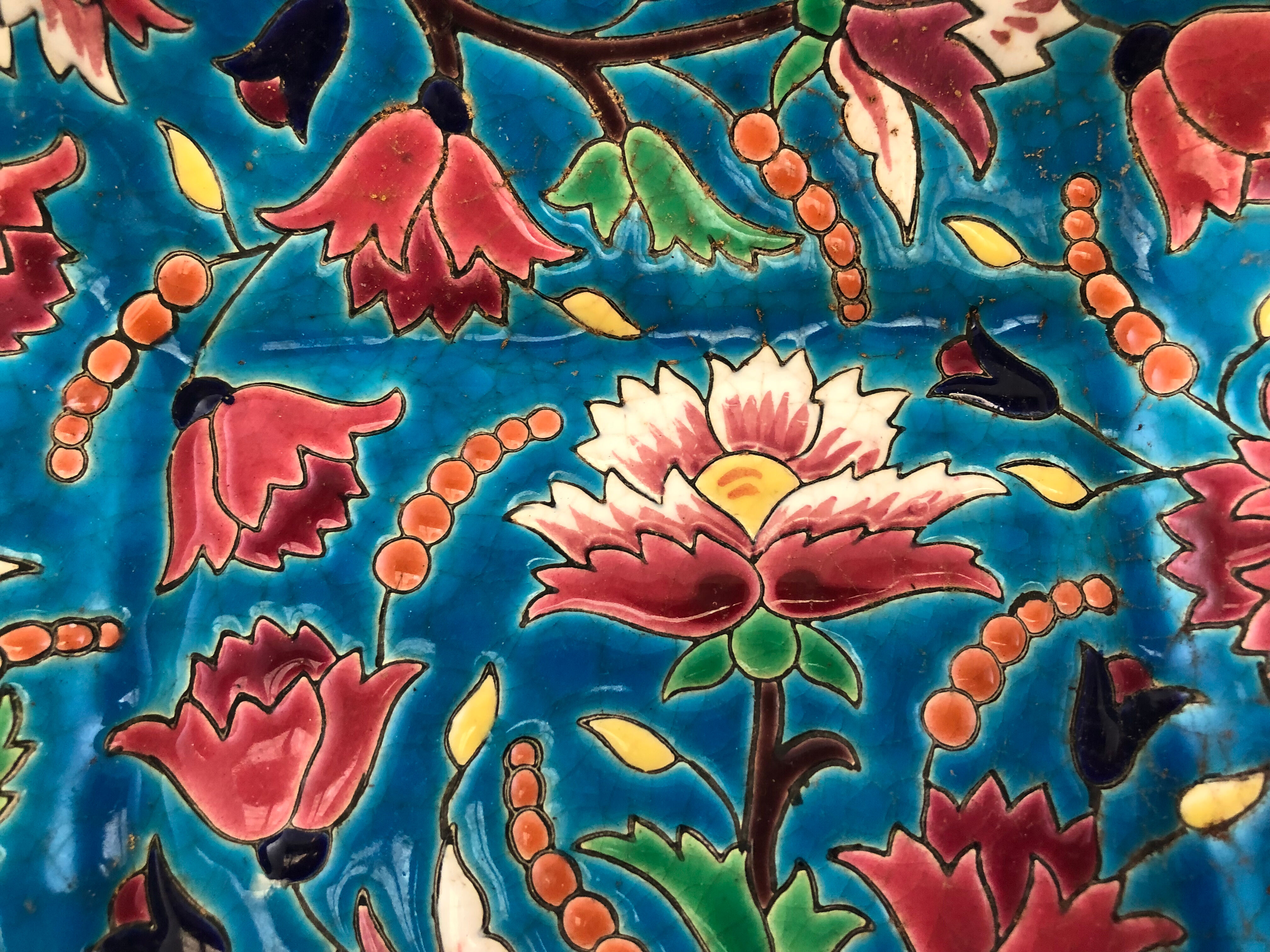 Square cut in blue Longwy enamels