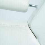 Dutch design Rob Eckhardt chaise longue white leather tubular steel, 1980s