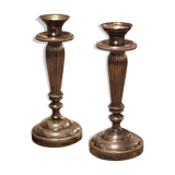 Pair of silver metal candlesticks