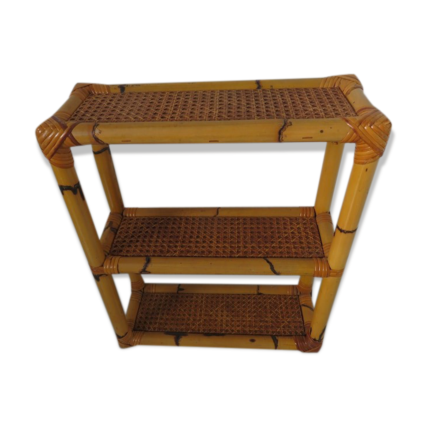 Rattan canning shelf, bamboo 60s 70s