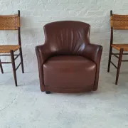 Mid century club chair in cigar-brown patinated leather, 1960s