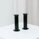Set of 2 glossy black metal candleholders in retro Ikea Memphis style