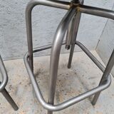 Pair stools adjustable in height metal patina graphite