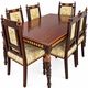 Dining table and 6 carved wooden chairs - Classic style - Chiniot, Pa
