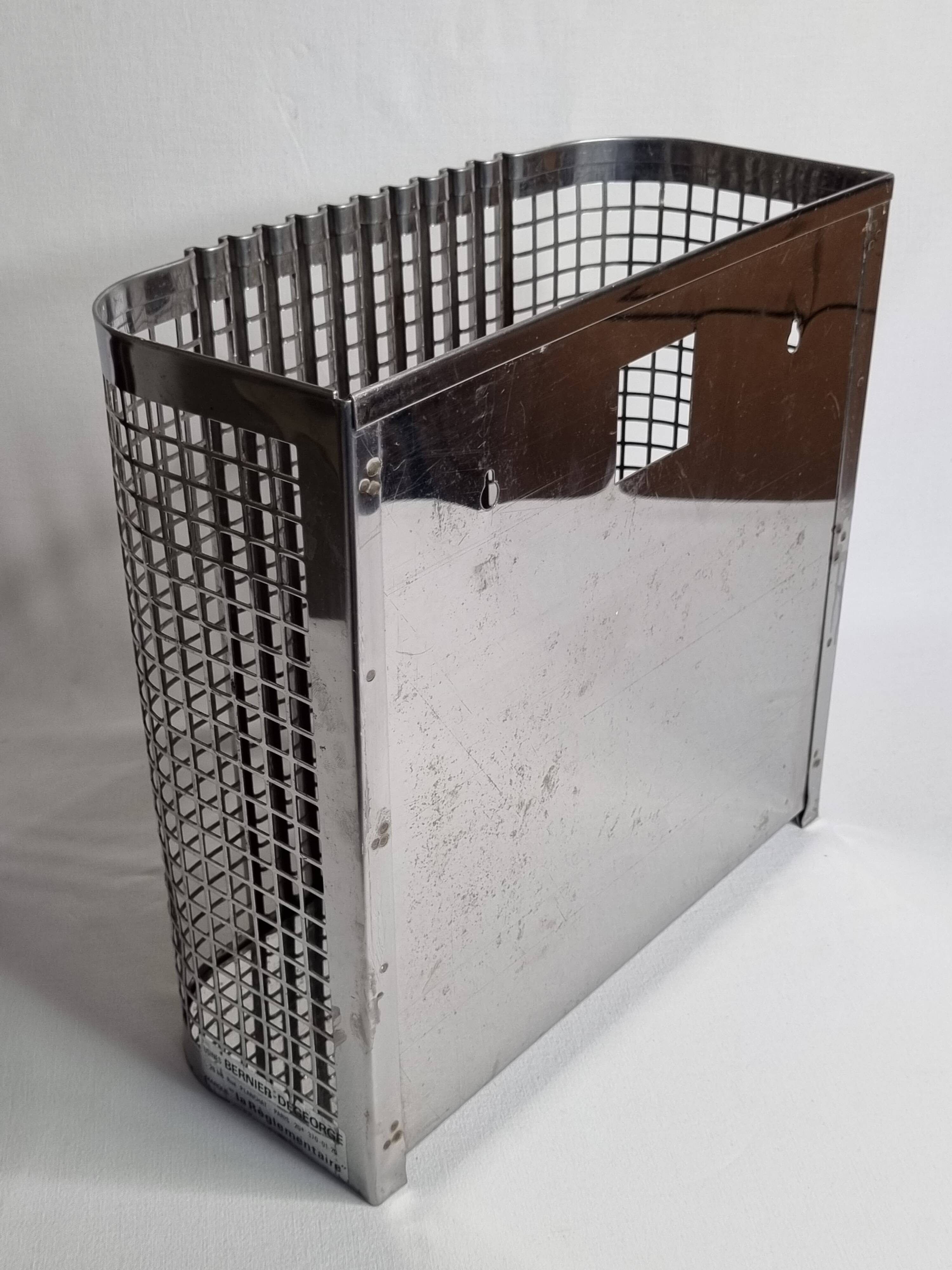 Chromed steel industrial wall paper basket, 60s