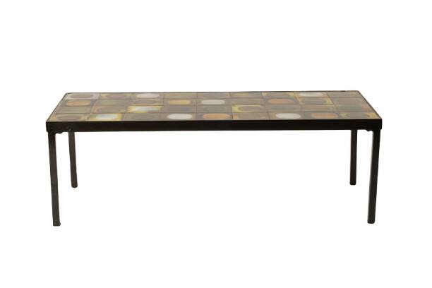 Roger Capron. Rectangular coffee table "Planet" in ceramic. 1970