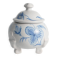 Bonbonnière en porcelaine florale bleu français de Swedish Grace par Allan Eberling, Bo Fajans.