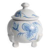 Bonbonnière en porcelaine florale bleu français de Swedish Grace par Allan Eberling, Bo Fajans.