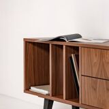 Vinyl Record Storage Cabinet Walnut "Nolana"