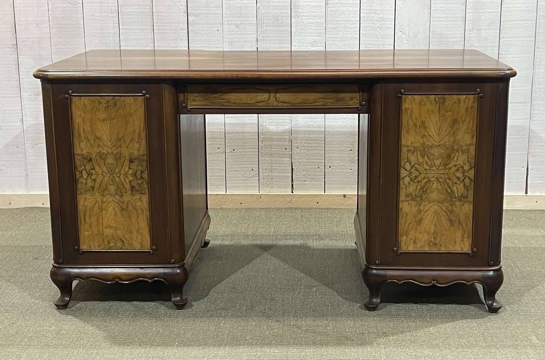1950s English desk in walnut and oak