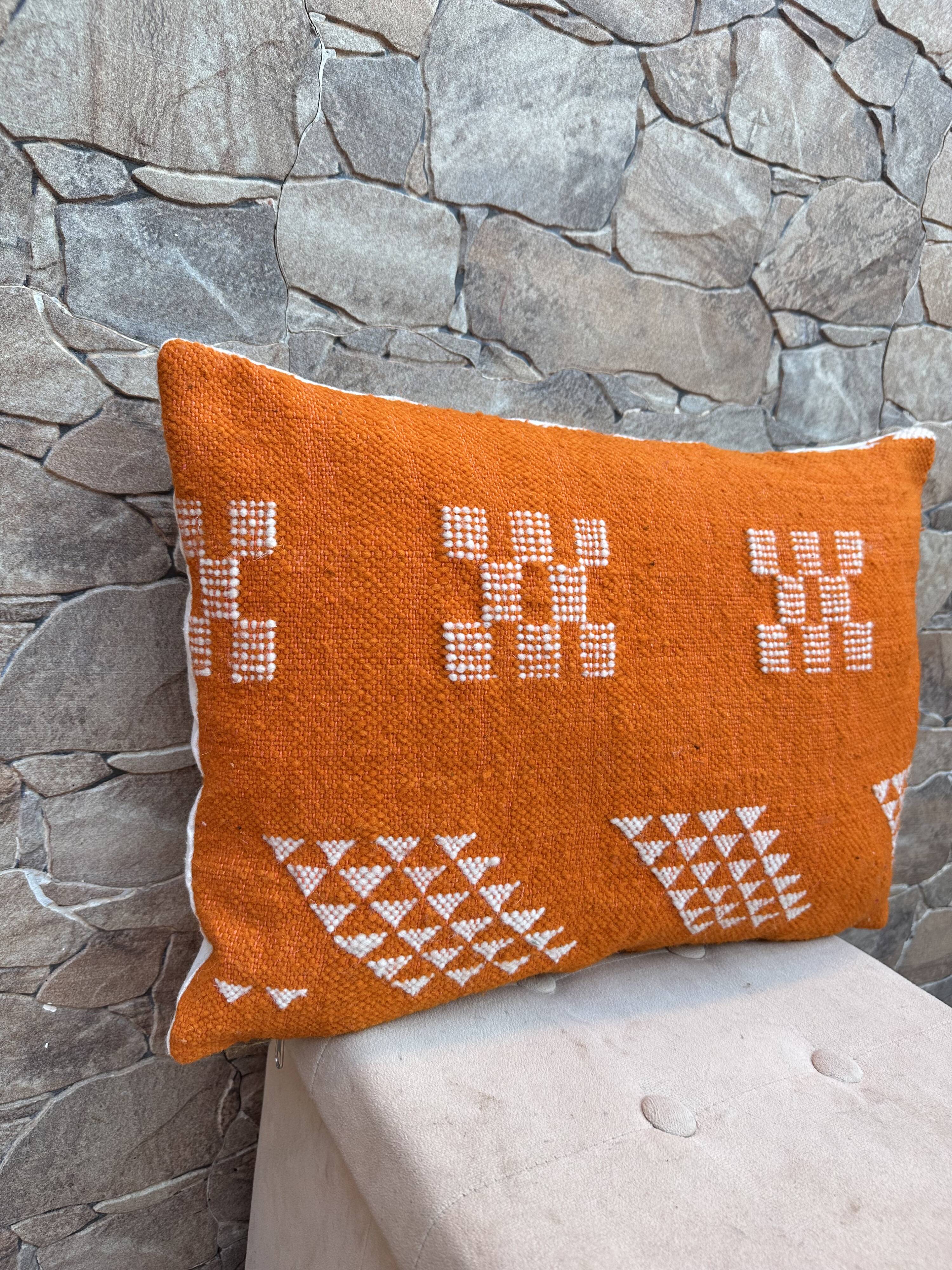 Moroccan orange pillowcase, Berber cushion cover, ear pillowcase.