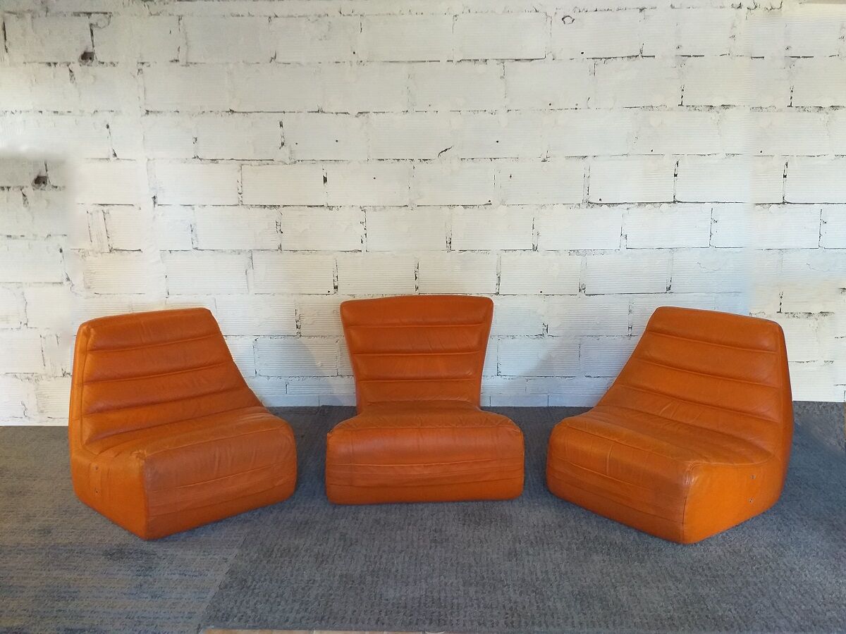 Leather sofa Saparella design Michel Ducaroy 70