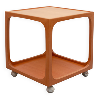 1960s sidetable cube in cherrywood, Wilhelm Renz