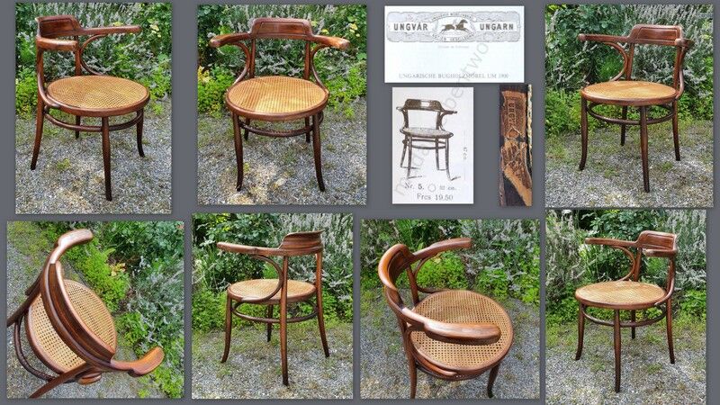 Ungvar desk chair in curved wood 1900 ca