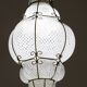 Amazing Large Venetian Lantern in Murano Reticello Glass, 1940s