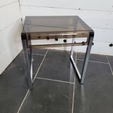 End table with chrome foot and plexiglass top from the 70s