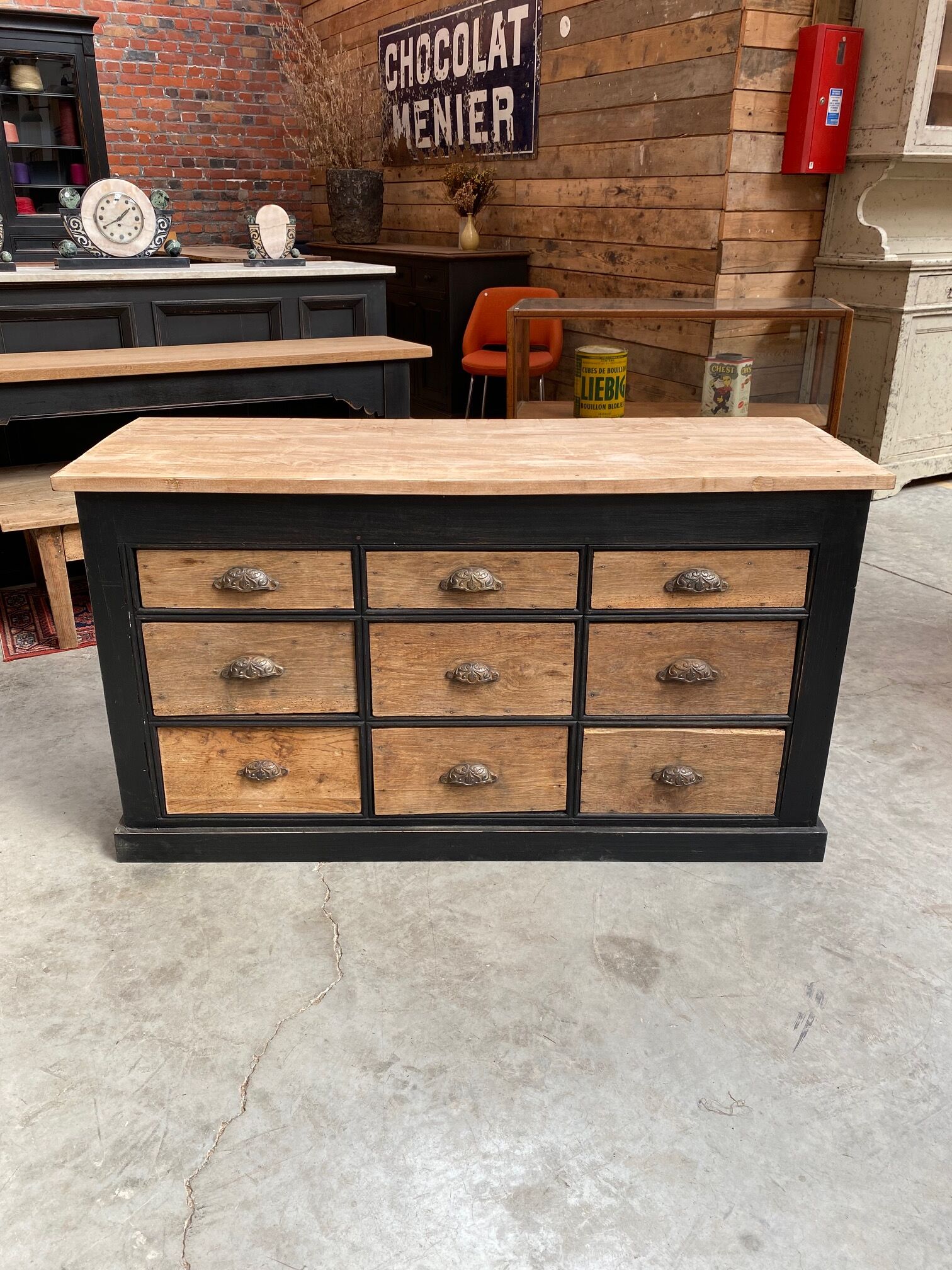 Old furniture of trade 9 drawers