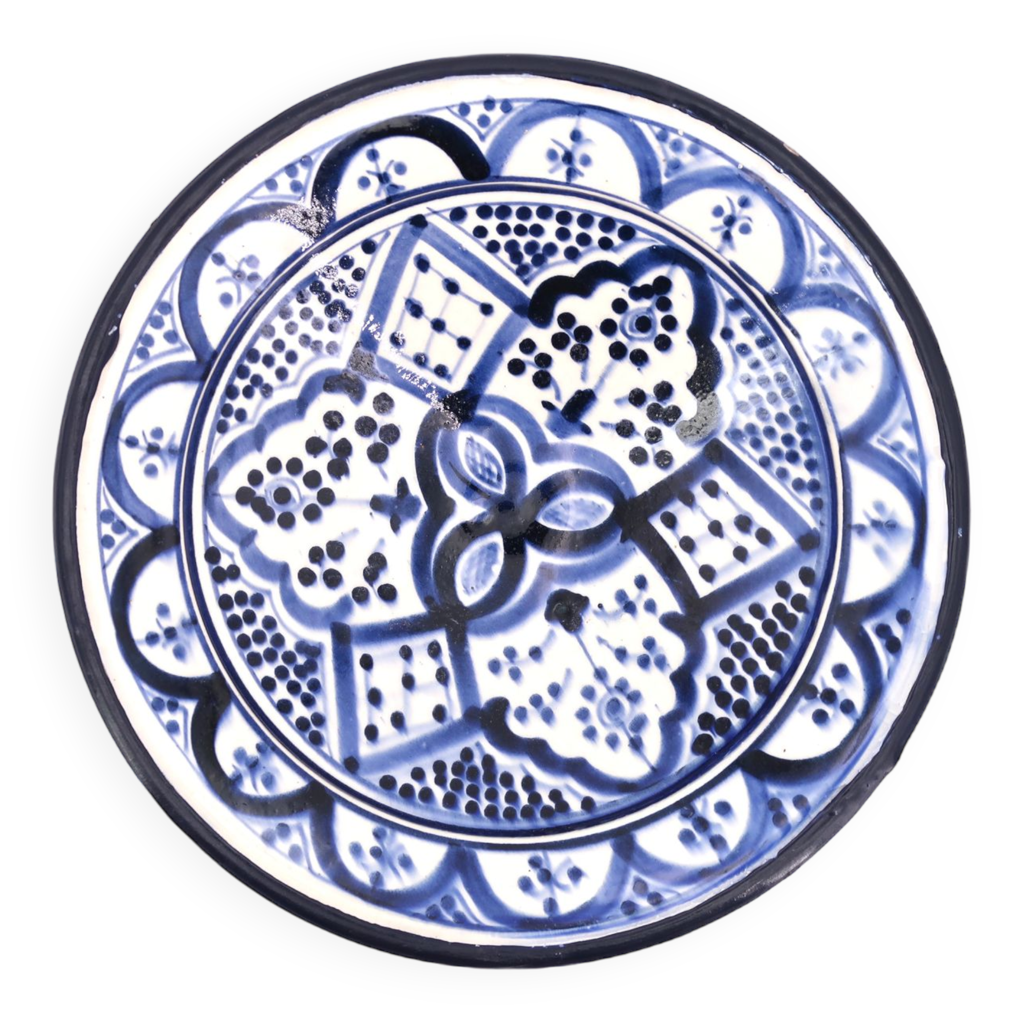 Creaking wall plate Moroccan blue ceramic