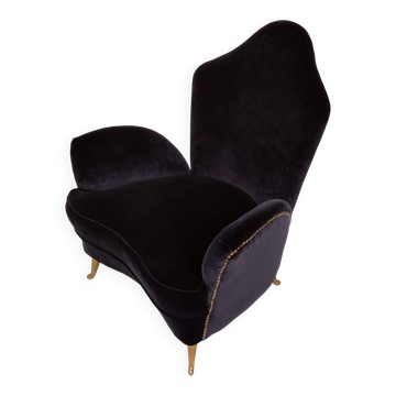 Fauteuil en velours de style mid-century Cesare Lacca pour ISA Bergamo