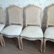 Set of 4 dining chairs in white ceruse wood Louis XV style
