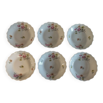 Série de six assiettes creuses porcelaine de Limoges Charbernaud et Larcher