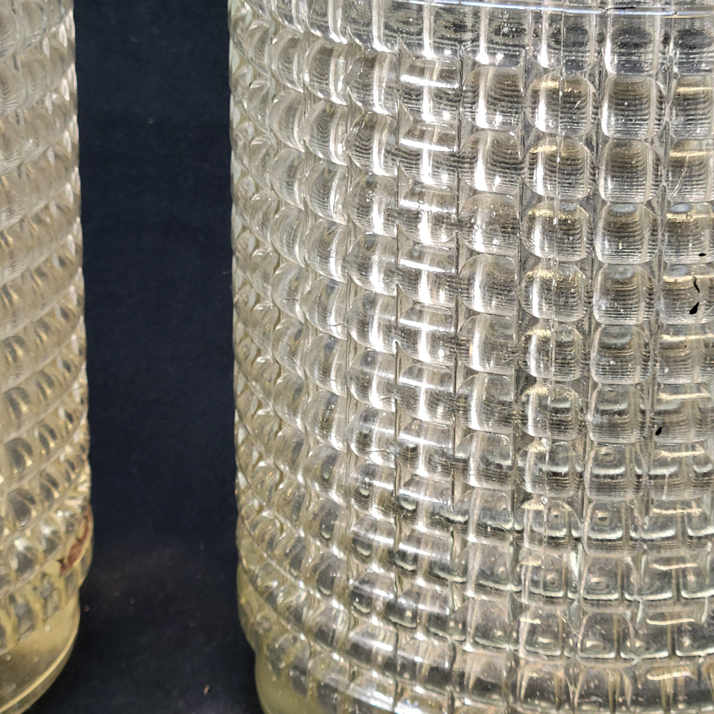 Pair of globe lampshades for wall lamp or lighting lamp in molded pressed glass