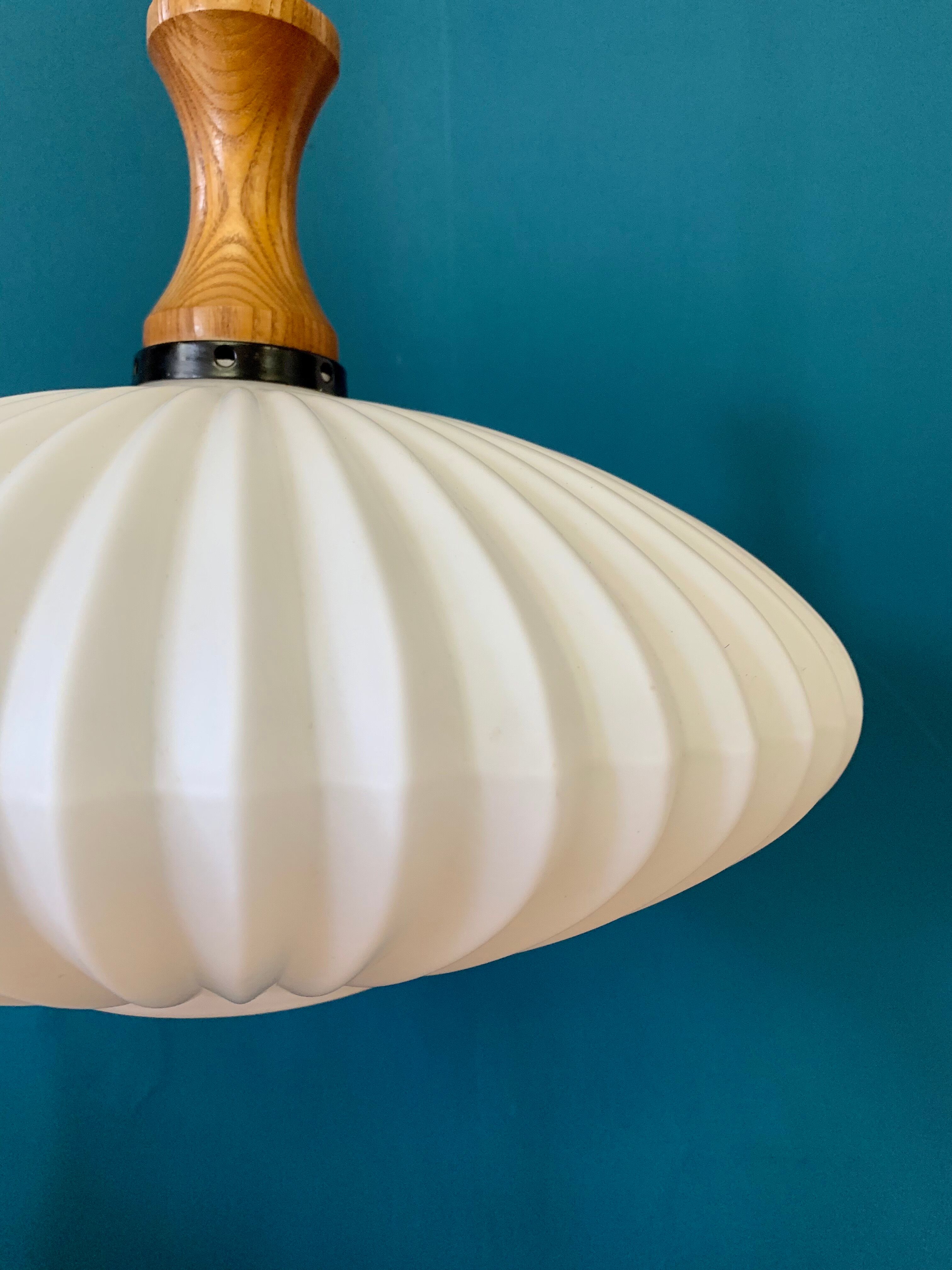 Suspension in opaline and teak 60s