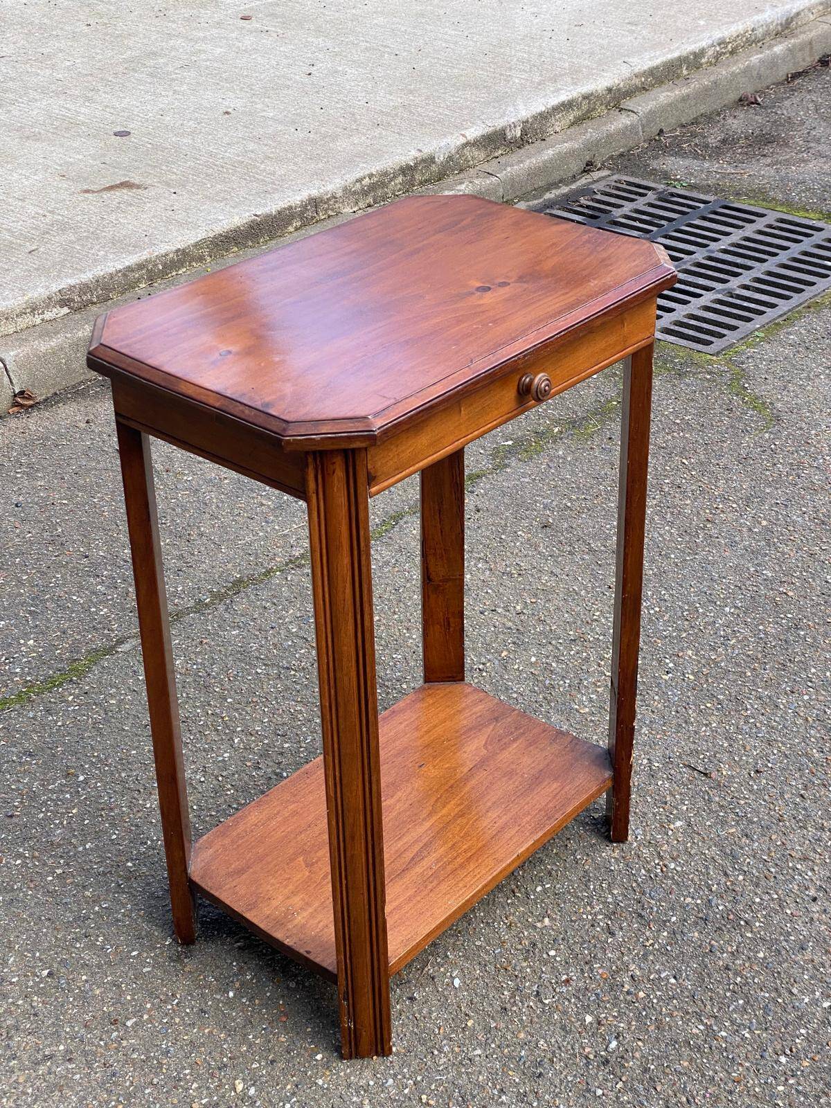 Étagère art déco 1960 en bois massif avec tiroir