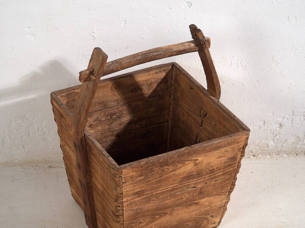 Antique solid wood basket (c.1900) #9