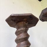 Paire de piédestal colonnes vis de pressage chêne 1900